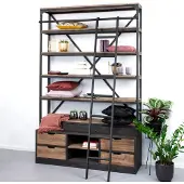 SoHome Industriele Wandkast / Boekenkast Juli?n met ladder