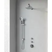 Brauer Chrome Edition thermostatische inbouw regendouche SET 19 met 20 cm douchekop en rechte muurarm en 3-standen handdouche en doucheslang en geïntegreerde glijstang chroom