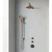 Brauer Copper Edition thermostatische inbouw regendouche SET 19 met 20 cm douchekop en rechte muurarm en 3-standen handdouche en doucheslang en geïntegreerde glijstang koper geborsteld PVD