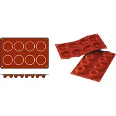 Silikomart bakvorm 8 ronde savarins ø 6,5 cm silicone bruin