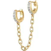 Elli - Elli Oorbellen Dames Creolen Duo Trend met Kristallen in 925 Sterling Zilver Verguld Oorringen