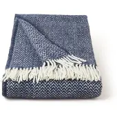 Klippan Yllefabrik Chevron wollen deken Donkerblauw