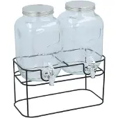Merkloos Elegante dubbele drankdispenser 2x 4 liter Inclusief standaard 33x17x32cm