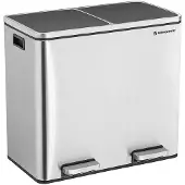 Nancy's Dubbele Afvalbak RVS - Pedaalemmer - 2x 24L