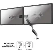 NeoMounts NM-D725DXSILVER Tafelbeugel voor monitor 25,4 cm (10) - 68,6 cm (27) Roteerbaar, Zwenkbaar, Kantelbaar, In hoogte verstelbaar Grijs