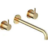Hotbath Wastafelmengkraan Cobber Inbouw 2-hendel Gebogen 25 cm Gepolijst Messing PVD