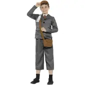Smiffys - WW2 Evacuee Boy Kinder Kostuum - Kids tm 14 jaar - Grijs