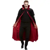 Smiffys - Deluxe Vampire Cape - Zwart/Rood