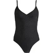 Barts Bathers V-Neck One Piece Badpak - Subtiele panterprint - Zwart