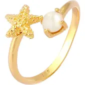 Elli Ring goud / parelwit