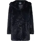 Urban Classics Tussenmantel ' Ladies Hooded Teddy Coat ' zwart