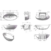 Luca Fontein Ovaal Sanitair 40x22x12 cm Mineraalsteen Glans Wit (zonder kraangat)