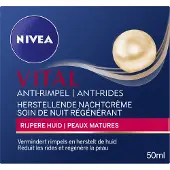 Nivea VITAL Anti-Rimpel Herstellende Nachtcrème voor Vrouwen - Rijpe Huid - Hydrateert en revitaliseert - Met Vitamine F, Teunisbloemolie en Calcium - 50 ml