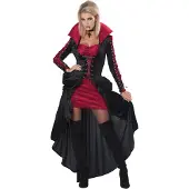 California Costumes - Sexy rood en zwart vampier kostuum voor dames