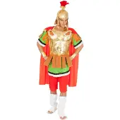 Chaks Asterix centurion kostuum (bruin, rood, groen en goud, M)