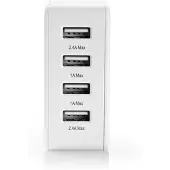 Nedis USB oplader - 4 uitgangen - 4.800 mA
