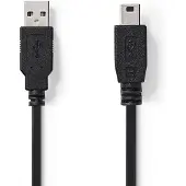 Benel USB A naar Mini USB kabel | 5 meter | USB 2.0 (100% koper, Zwart)