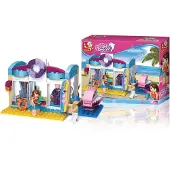 Sluban Girls Dream Watersports Store bouwspeelgoed kinderen vanaf 6 jaar – Constructiespeelgoed modelbouw winkel aan het water – bouwdoos met 180 bouwstenen en 3 minifiguren – M38-B0603