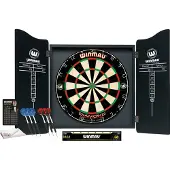 Winmau - Professionele Dart Set met Diamond Plus Bristle Dartbord, Zwarte Kast, met 2 sets darts en officiële oche-lijn