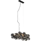 QAZQA Art Deco Hanglamp Zwart met Smoke Glas 8-Lichts - Uvas