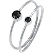 Elli - Elli Ringen Damesset van 2 ringen met Zwarte Kristallen van 925 Sterling Zilver