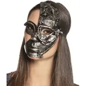 Boland halfmasker Radarpunk unisex zilver/grijs