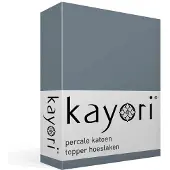 Kayori Topper Hoeslaken Shizu Blauw (Percal)-200 x 200 cm