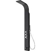 Creavit Douchepaneel Amaro 160x20x7cm Mat Zwart Thermostaatkraan Regendouche Massagejets Onderuitloop