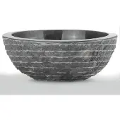 Teakea Oblique opbouwwaskom marmer rond Ø40 x 21 cm zwart