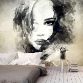 Karo-art Fotobehang - Mysterieuze vrouw , zwart wit