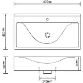 vidaXL Wastafel met kraangat rechthoekig 60x46 cm keramiek zwart