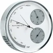 Barigo 351 weerstation analoog/mat verchroomd (baro-, thermo-, hygrometer)