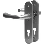 Nemef 3253 WC Rs Beslag kortschild afgerond | D kruk-kruk | beslagset | geveerd | krukstift 8mm | F1 aluminium | WC63 | draairichting rechts - 9325322631