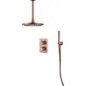 Saniclear Copper inbouw regendouche met plafondarm en 30cm hoofddouche geborsteld koper