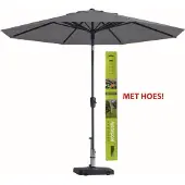 Madison Ronde parasol lichtgrijs met hoes 300 cm