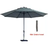 Madison Luxe ronde parasol 400 cm lichtgrijs met hoes!