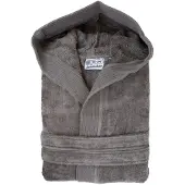 The One Towelling Velours Badjas Taupe Capuchon - S/M