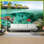 Karo-art Fotobehang - onder de oppervlakte van het water , multi kleur ,