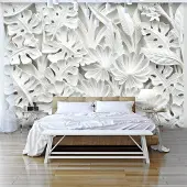 Karo-art Fotobehang - Witte tuin, Wit
