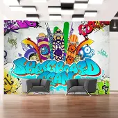 Karo-art Fotobehang - Skateboard team - Graffiti