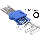 Tooltech Inbus sleutelset 9 dlg - 1.5-10 mm