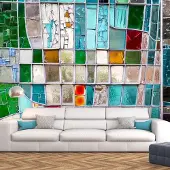 Karo-art Fotobehang - Turquoise gekleurd glas