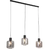 QAZQA Design hanglamp zwart met smoke glas 3-lichts 161,5 cm - Qara