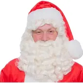Witbaard Kerstman baardset kanekalon (rood en wit)