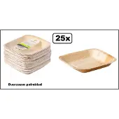 Themaparty 25x Bordje duurzaam palmblad 17x17cm.