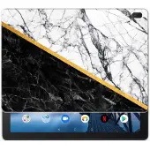 B2Ctelecom Lenovo Tab E10 Tablet Back Cover Marmer Wit Zwart - Origineel Cadeau Man