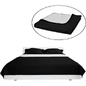 vidaXL Bedsprei gewatteerd dubbelzijdig 220x240 cm zwart/wit