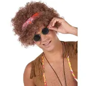 Vegaoo - Afro hippie pruik voor heren - Bruin - One Size