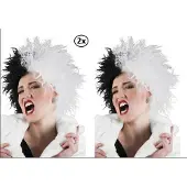 Thema party 2x Pruik black and white