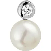 Trendjuwelier huiscollectie Hanger zilver gerhodineerd Parel en Zirkonia 13,5 x 8,5 mm
